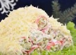 Салат из крабовых палочек «Избушка в снегу»
